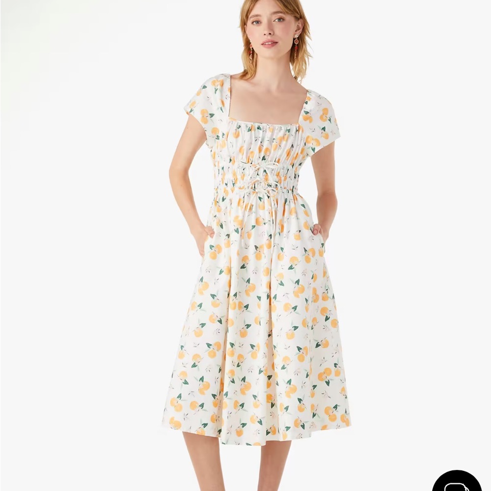 NWT Kate spade orange fruit print bow midi dress